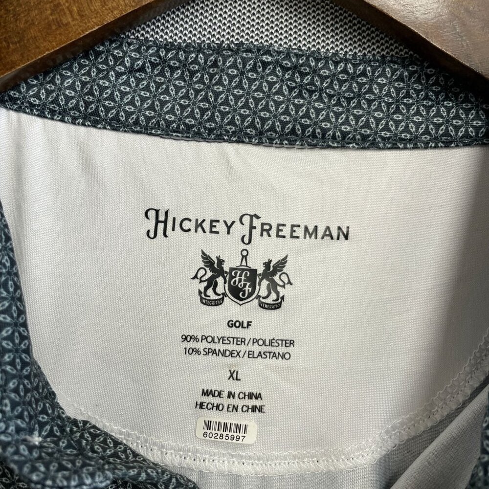 NWOT Hickey Freeman Men's XL Golf Polo Shirt Gray Diamond Pattern Polyester - Picture 6 of 7